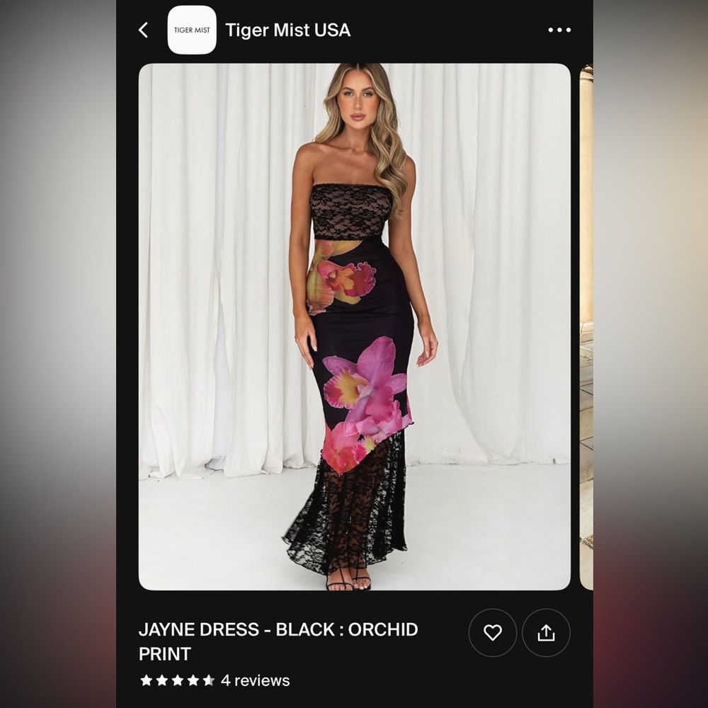 Tiger mist Jayne dress black orchid size small brand new